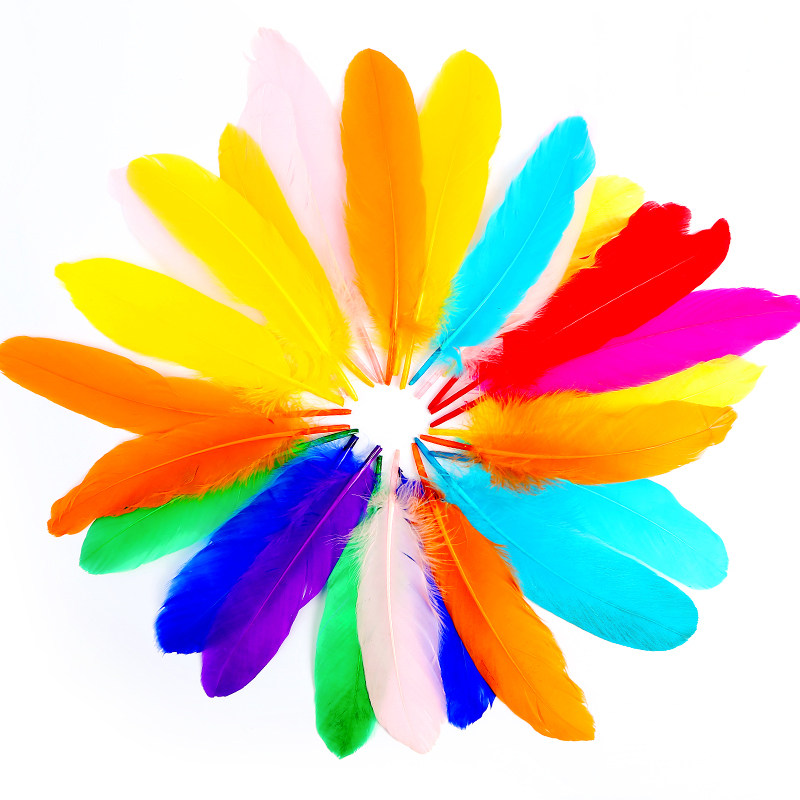 Colorful Feather Decorated Children Handmade Diy Materials Bag Kindergarten Creative Ornament Making Big Floss Accessories
