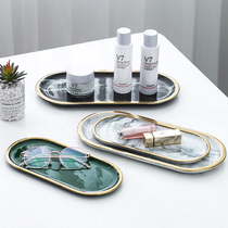 Nordic marble ceramic creative ins jewelry elliptical disc key jewelry storage tray toilet tray