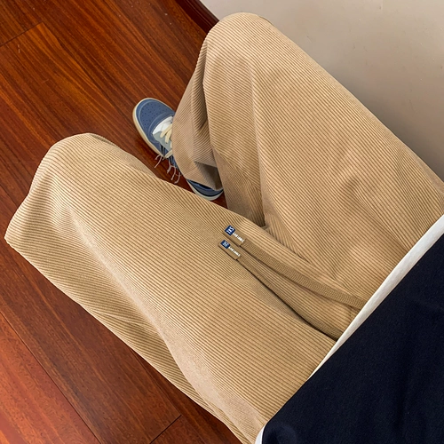 Черные вельветовые демисезонные японские штаны, оверсайз