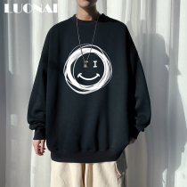 Round Collar Laughs Face Vetsuit Mens Spring Autumn Season 2021 New Tide Signs Ins Loose Tide 100 Hitch Long Sleeve Thin jacket