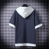 Летняя толстовка с капюшоном, японская трендовая футболка с коротким рукавом, мужской спортивный комплект, оверсайз