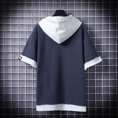 Летняя толстовка с капюшоном, японская трендовая футболка с коротким рукавом, мужской спортивный комплект, оверсайз