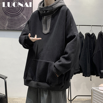 Spring and autumn Ji Weiwei Mens trend easing ins and caps jacket port craze mens winter plus suede thickened clothes