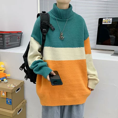 Брендовый трикотажный демисезонный трендовый приятный телу свитер для школьников, свободный крой, увеличенная толщина