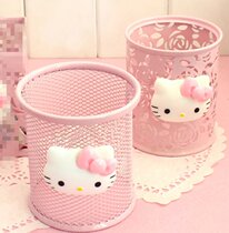 Cute cartoon HELLO KITTY student desktop ornaments stationery storage box pen holder office supplies