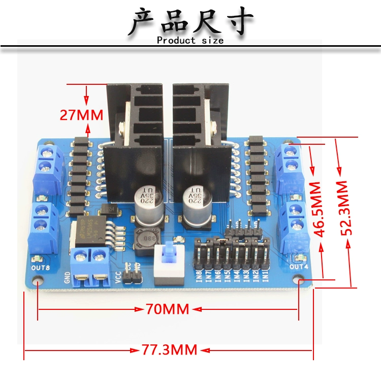 Trình điều khiển động cơ L298N 4WD Trình điều khiển động cơ DC tương thích với 3,3V và hỗ trợ arduino stm32