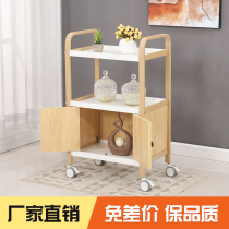 Japanese-style beauty salon mobile multi-function net red cart Instrument drawer with cabinet Wooden three-layer shelf with brake