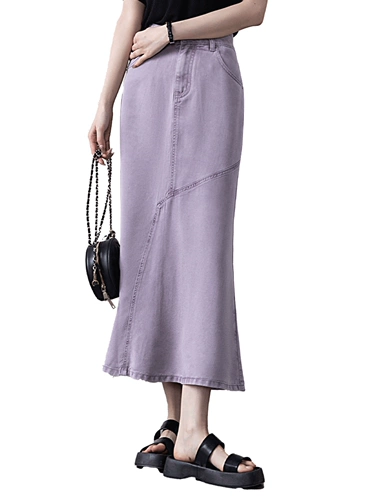 [Юбка-рыбий хвост из тенселя] Милая и прохладная облегающая бедра лета 2025 года — самая подходящая тонкая джинсовая юбка для женщин.