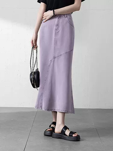 [Юбка-рыбий хвост из тенселя] Милая и прохладная облегающая бедра лета 2025 года — самая подходящая тонкая джинсовая юбка для женщин.