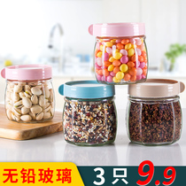 Glass anti-leak 5 grain Cereals Storage Jar Lemon Thyme Honey Bottle home Kitchen Moisture-proof Seal Jar Trumpet