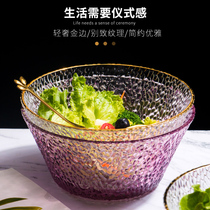 Salad Bowl Creative Personality Home Single Student Glass Bowl Japan Style Fruit Pan High Face Value Hammered Nordic Cutlery