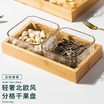 Split G Fruit Pan Creative Parquet Separated Glass Fruit Panting Nets Red Guest Hall Snack Plate Hotel Snacks Dry Fruit Box
