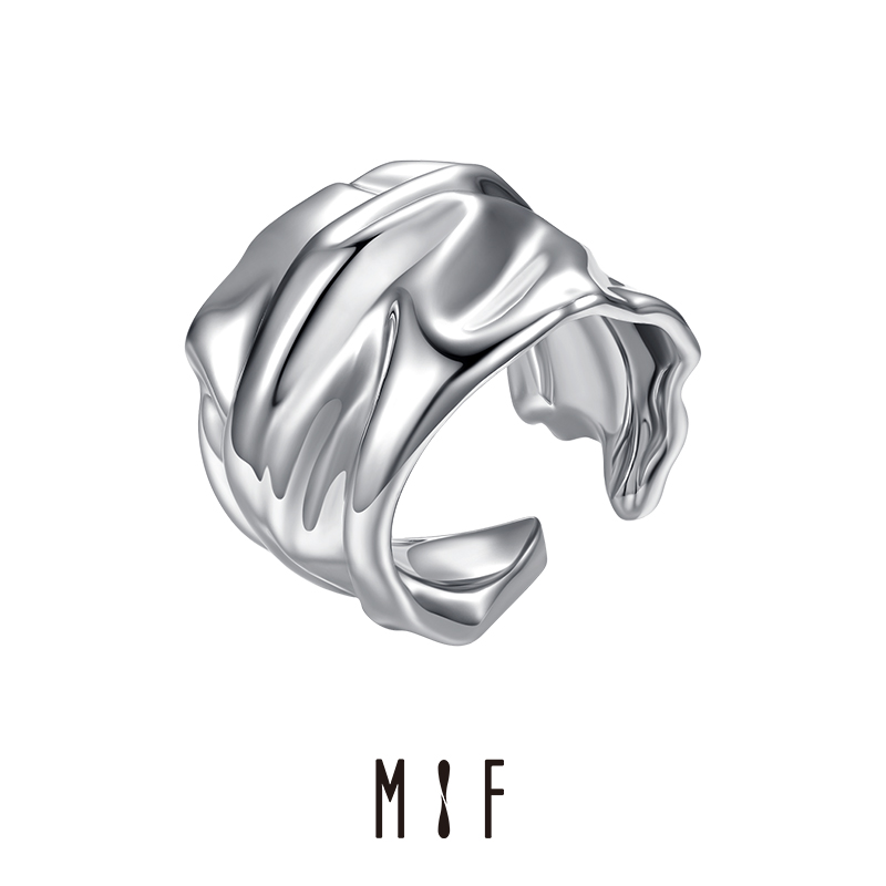 MIF Iso Day Rochi Series Folds Silk Ring Woman Crossvein Advanced Sense Fashion Design Light Extravagant Ring