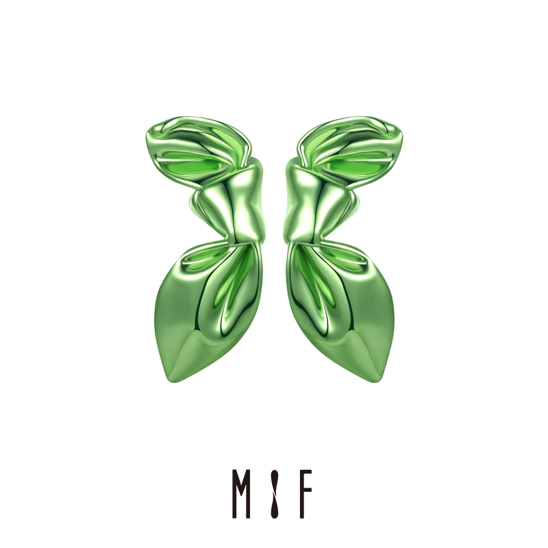 MIF Luo Qi Series Ribbon Bow Earrings Women's 2022 New Tide Earrings Minor ins Earrings