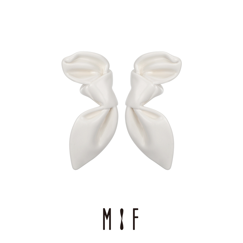 MIF Luo Qi Series Ribbon Bow Earrings Women's 2022 New Tide Earrings Minor ins Earrings