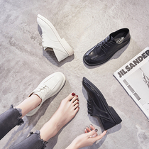 Laziness One foot pedal soft bottom small leather shoes women 2022 spring new Inn wind single shoes black flat bottom shoes children shoes