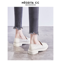 2022 Spring new single shoes Inlenwind small leather shoes women Bean Bean Shoes A foot pedal flat-bottomed shoes Spring and autumn womens shoes
