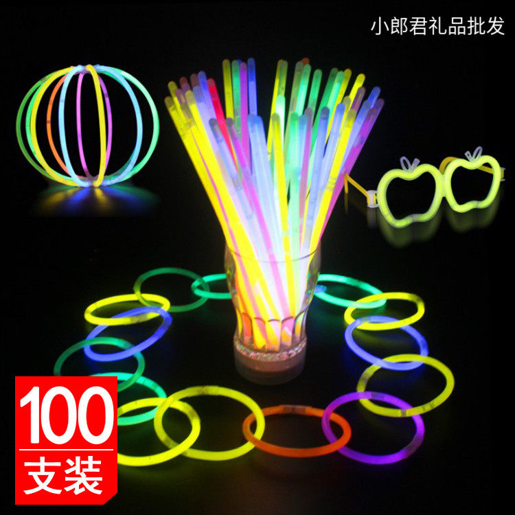 100 Fluorescent Stick Creative Luminous Toy Batch Gala Event Hair Small Gift Kindergarten Night Market Stall Source 