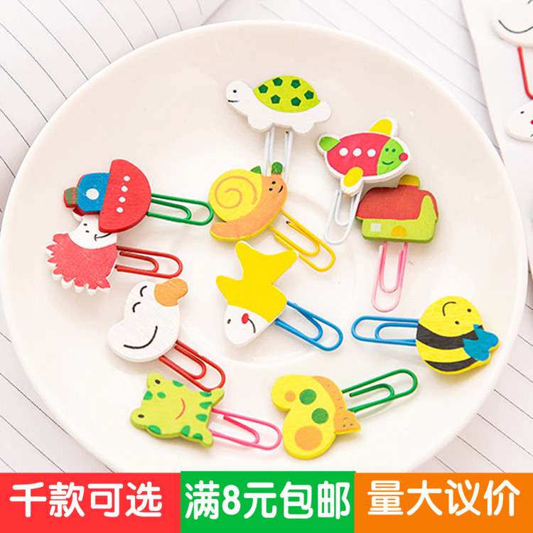 Creative animal bookmarks paper clips bookmarks student supplies prizes wooden cute cartoon stationery Gifts Wholesale