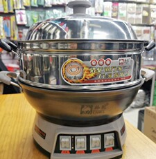 Плиты 骆驼多功能电炒锅家用炒菜蒸煮煎炖铸铁不粘一体式带蒸笼32