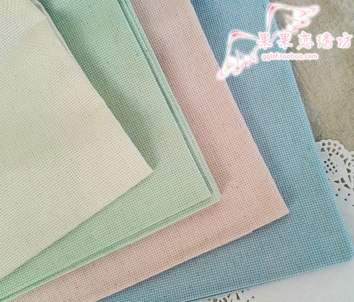 South Korean Jemono Delight Cross embroidered cloth 14CT linen powder hemp blue linen and numb and cut