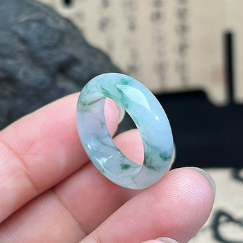 Burmese jade a grade ice-waxy floating flower women's ring 16mm