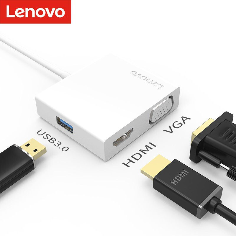 Lenovo Original Lx0807 Docking Station Three-In-One Type-C to Hdmi/Vga Converter Cable Usb-C Adapter Laptop Universal Hub Splitter Official Genuine Product Lenovo Original Lx0807 Docking Station Three-In-One Type-C to Hdmi/Vga Converter Cable Usb-C Adapter Laptop Universal Hub Splitter Official Genuine Product