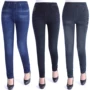 Mùa xuân và mùa đông Mùa đông Màu rắn giả denim cộng với quần legging nhung Mặc quần của phụ nữ Quần thun trung niên Quần của mẹ áo kiểu nữ trung niên