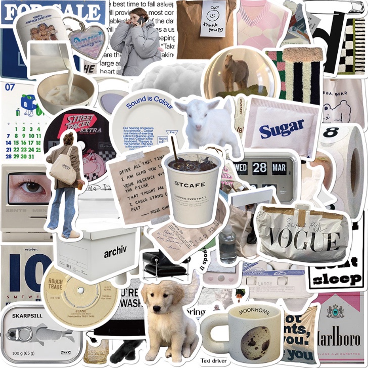57 Simple ins Stickers for Decorating Laptops, Notebooks, Water Bottles, iPad Phone Cases, Waterproof Decals