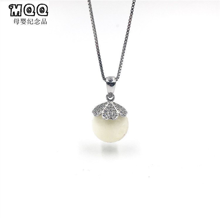 Newborn Baby Fetal Hair Breast Milk Souvenir Four Leaves Grass Pure Silver Pendant Necklace Diy Making Fetal Hair Custom