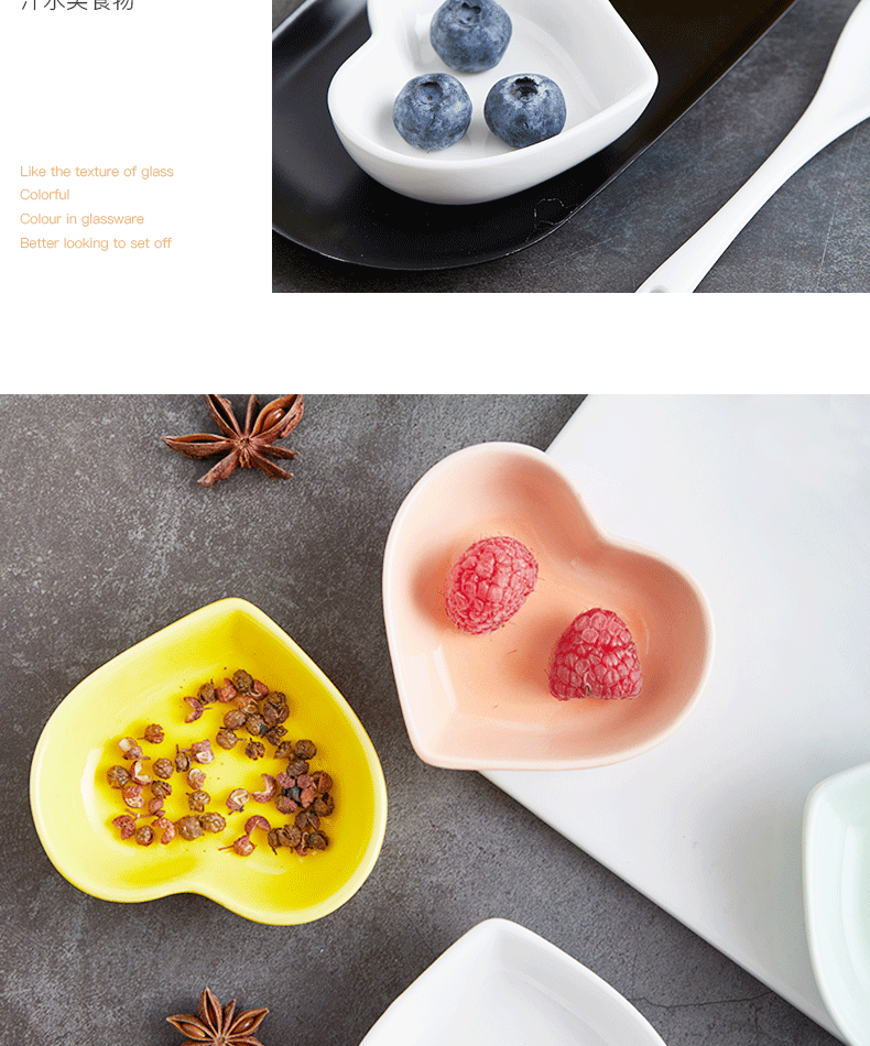 Nordic secret mini heart shape ceramic household utensils to taste little seasoning sauce soy sauce dish snacks flavor dishes