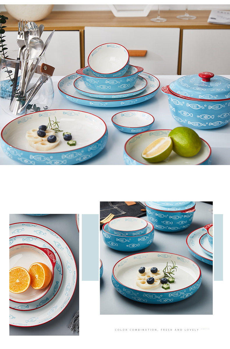 Mystery of Japanese dishes soup bowl pan fish dish dish dish ceramic creative household food baking dish bowl rainbow such use