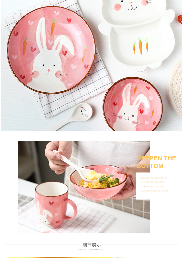 Mystery baby separation plate of creative children 's tableware ceramic cup express cartoon animals home eating bread and butter