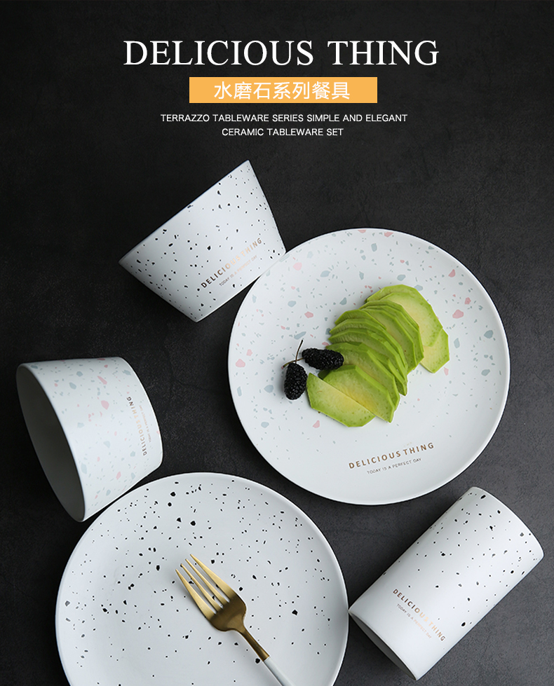 Nordic secret terrazzo colors on ceramic tableware dishes home eat rice bowl salad dish food dish plate