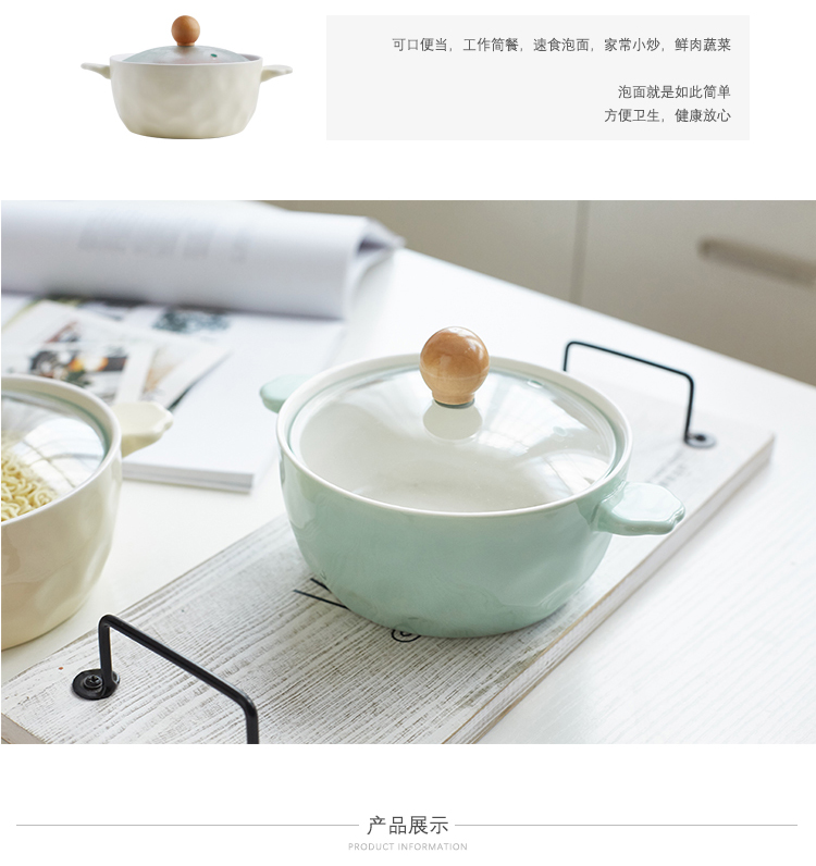 More lovely student dormitory with cover bowl mercifully rainbow such use large household microwave soup bowl ears ceramic tableware