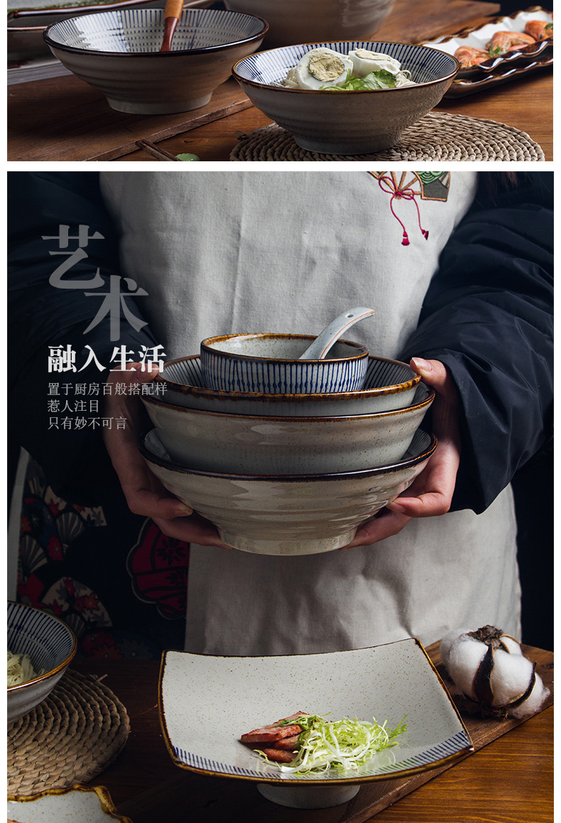 Japanese rice bowls blue rain suit tableware ceramics home eat rice bowl bowl dish dish bowl combination seat disc plate