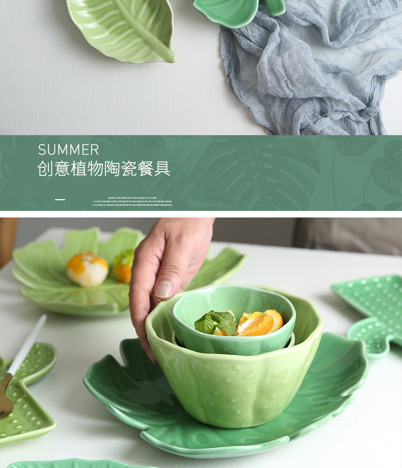 Mystery, lovely the plants ceramic plates fish dish dish breakfast dish dish plate of fruit salad bowl bowl