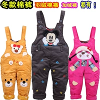 Trẻ em bib boy boy bé bib quần cotton mùa đông nữ 0-1 tuổi bé dày cộng với nhung mở denim quần áo cho bé gái