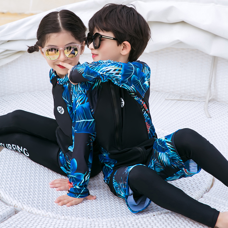 South Korean diving suit Long sleeves Long pants sunscreen Two men and women children speed dry snorkeling surf jellyfish lovers swimsuit