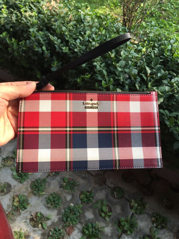 Kate Spade Red Plaid/Red Heart Handbag Mobile Phone Bag Hand Wallet Kate Spade Red Plaid/Red Heart Handbag Mobile Phone Bag Hand Wallet