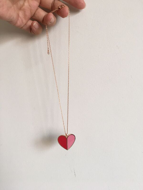Kate Spade Large Color-Blocked Enamel Heart Necklace Kate Spade Large Color-Blocked Enamel Heart Necklace