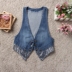 mặc retro mùa xuân ngắn 2020 denim áo giáp của phụ nữ áo vest mùa hè không tay mỏng cắt ngựa Clip cô gái 