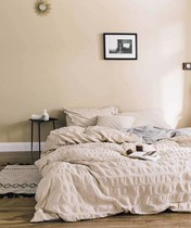 Total ins minimalist Nordic full cotton bubble yarn bed Three sets of four pieces of bed sheet Bed Hat-in-the-Blister Card With Its Bubbly