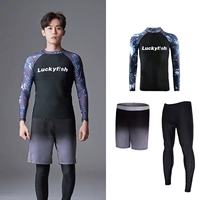 Мужские черные + черные серые шорты + черные брюки с чернильным круглым воротником