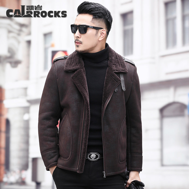 Winter New Fur One Men's Real Fur Clothes Men Short Sheep Fur Casual Locomotive