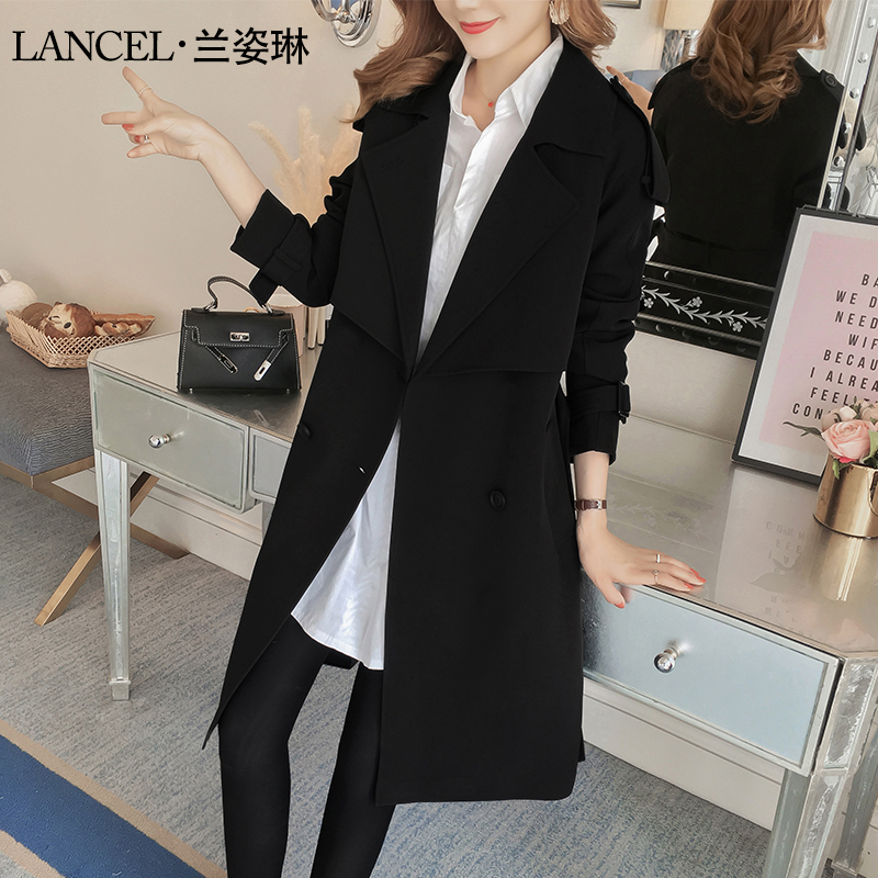 áo khoác mỏng giản dị Windcoat phụ nữ trung dài 2020 mùa xuân và mùa thu mới của Hàn Quốc phiên bản của khí cơ thể kiểu phụ nữ nổi tiếng của