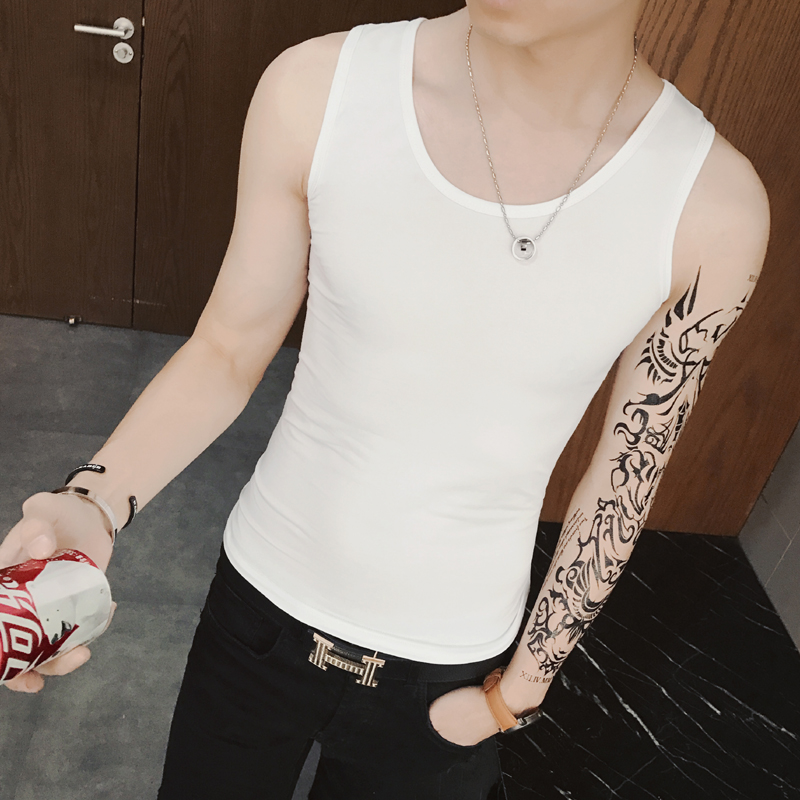 Của nam giới Màu Rắn Cotton Slim Fit Vest Vớ Thể Thao Thể Dục Đáy Mồ Hôi Áo Ghi Lê Quần Áo Xu Hướng Mùa Hè Nam Mặc