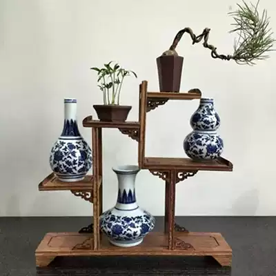 Ceramic antique mini blue and white porcelain small vase hydroponic home decoration living room Chinese ancient frame ornaments