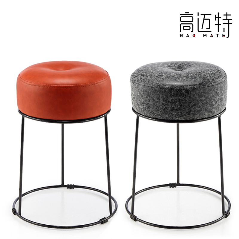Beauty stool Bar stool Wrought iron round stool Hair salon chair Hair salon fashion creative nail stool Household American