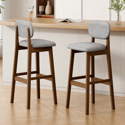 Solid Wood Bar Chair For Home High Stool Bar Stool Backrest Chair Island Table High Chair Cashier Front Desk High Stool